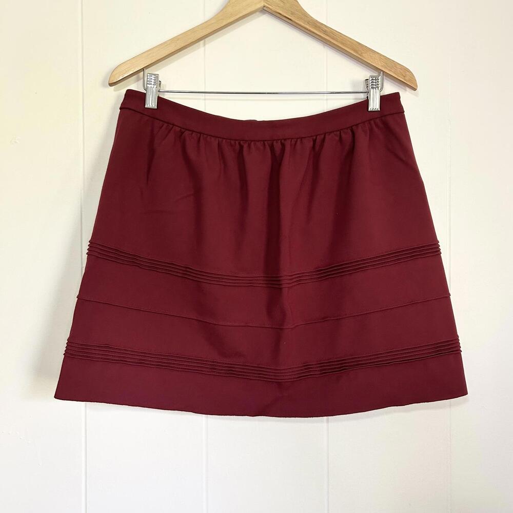 Madewell Burgundy Striped Pleated Short A Line Skirt Women's Large